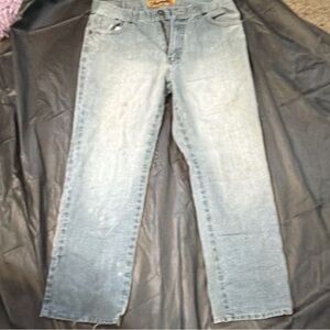 F.U.S.A.I. JEANS Men's Straight Light Blue Denim Jeans Light Wash Cotton Button…